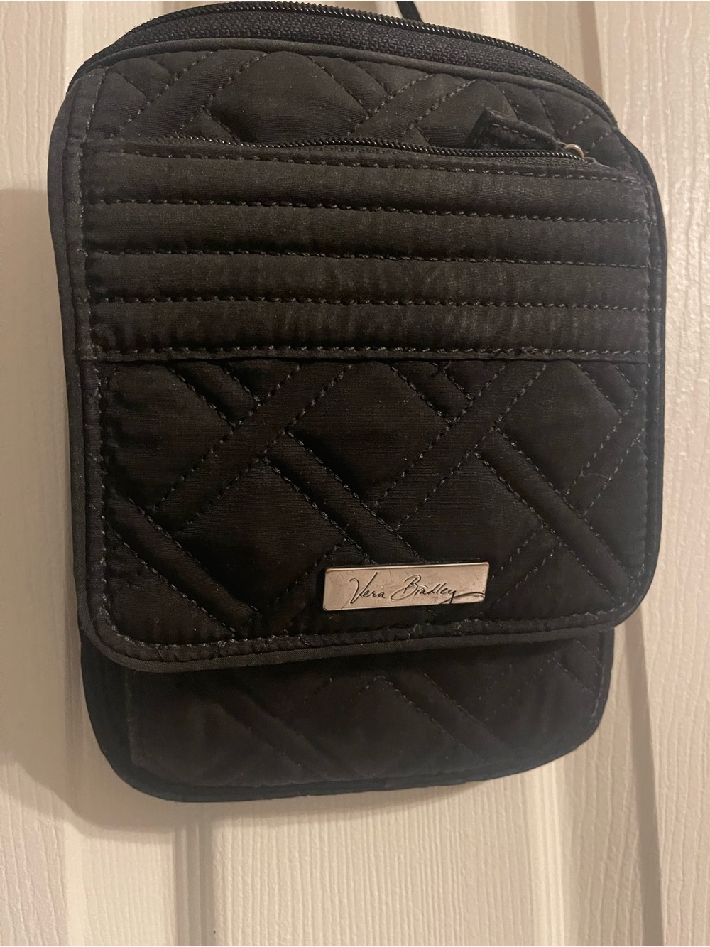 Vera Wang Black Quilted Crossbody Organizer Bag